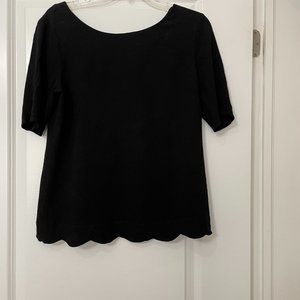 Promod (France) Crepe Short Sleeves Fitted Top with elegant details